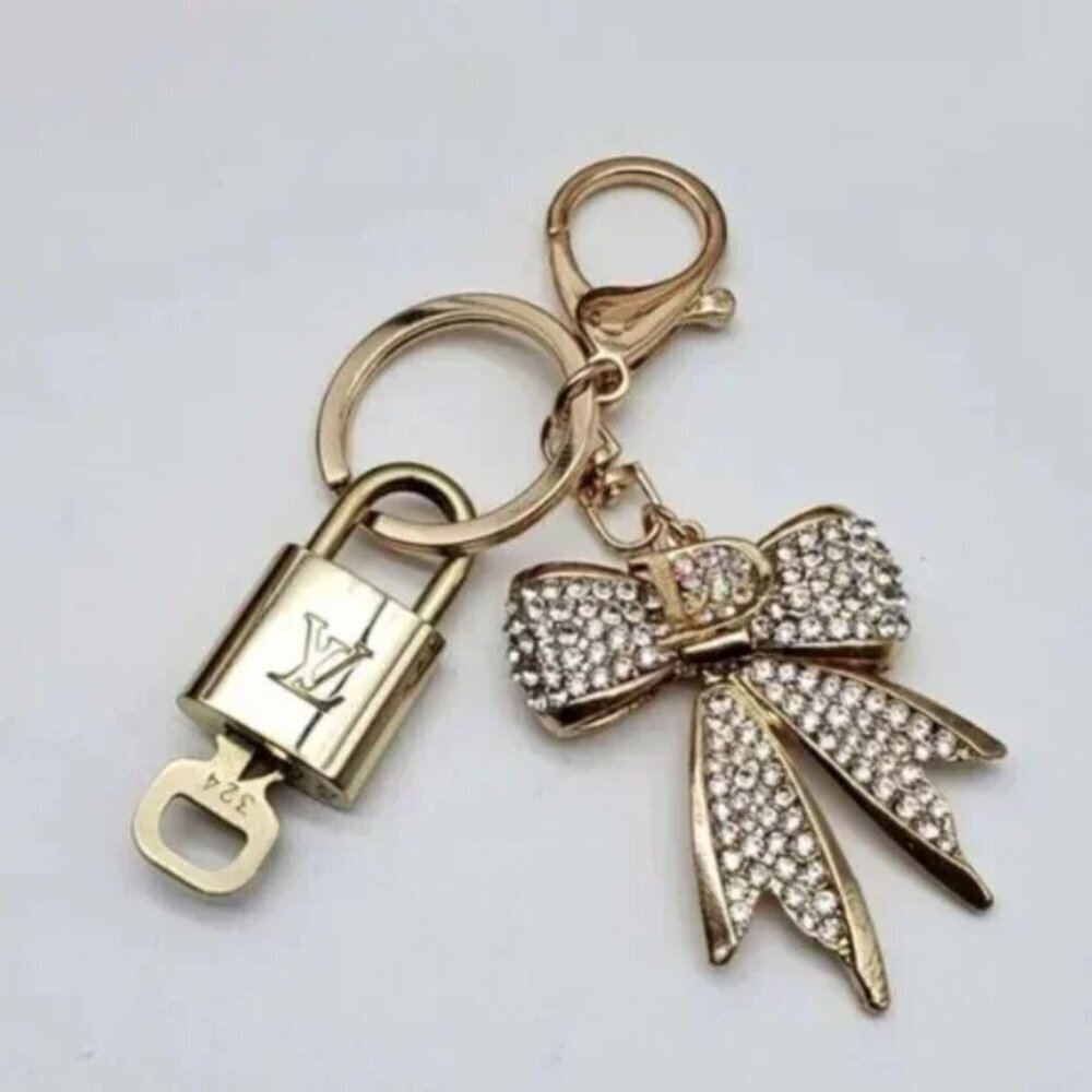Authentic Louis Vuitton Gold Lock & Key ✨ Bag Charm Unbranded Ribbon Keychain